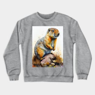 Arctic Ground Squirrel - Watercolor Paint Crewneck Sweatshirt